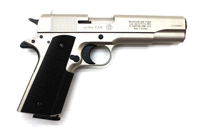 COLT Government 1911 A1 Schreckschuss Pistole Gas Signal Alarm Pistole  Kaliber 9 mm P.A.K., nickel Kaufen.