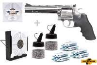 Co² Pistole Komplettset: Dan Wesson 715 6" Silber, Kugelfangkasten & Zubehör Co² Pistole Komplettset: Dan Wesson 715 6" Silber, Kugelfangkasten & Zubehör