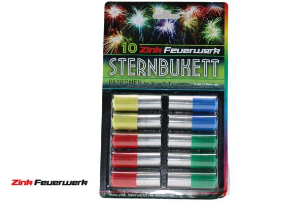 Zink Feuerwerk: Sternbukettpatronen, 4 Farben, Kal. 15mm, 10 Teile