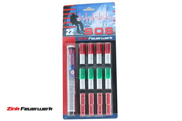 Zink Feuerwerk: Notsignal, SOS, Kaliber: 15 mm, 22 Teile