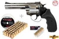 Schreckschuss Set: Zoraki Revolver R1 4,5 Zoll Chrom + 50 Platz- / + 10 Pfefferpatronen Schreckschuss Set: Zoraki Revolver R1 4,5 Zoll Chrom + 50 Platz- / + 10 Pfefferpatronen