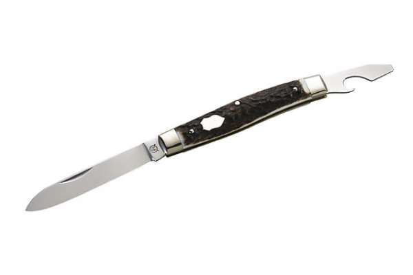 Hartkopf-Taschenmesser, Hirschhorn-Schalen, 2-teilig, 1.4034 Sta