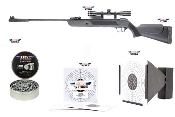 5-tlg First Strike Bearhunter Knicklauf Luftgewehr Zielfernrohr Kugelfang Diabolos Set