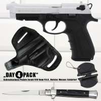 Everydaycarry: Zoraki 918 Schreckschusspistole 9mm P.A.K. Chrom matt + Holster + Haller Taschenmesse Everydaycarry: Zoraki 918 Schreckschusspistole 9mm P.A.K. Chrom matt + Holster + Haller Taschenmesse