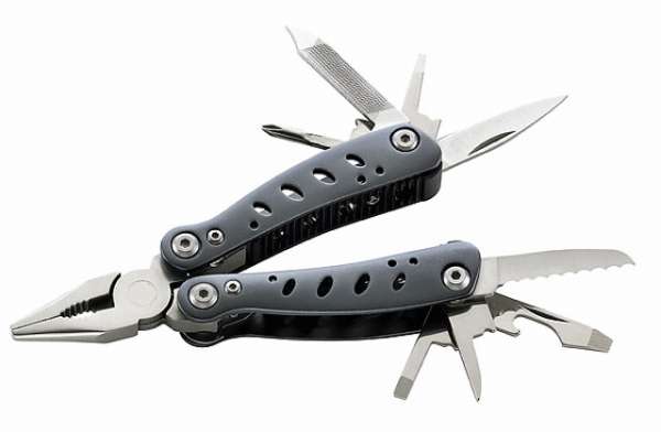 Herbertz Mini-Tool, Zange mit 8 Werkzeugen, Aluminium-Heft