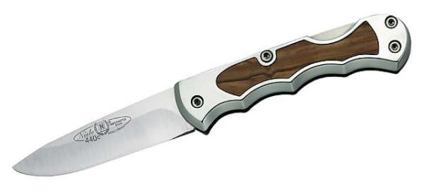 Nieto Taschenmesser, rostfrei, Aluminium-Heft, Olivenholz-Einlag