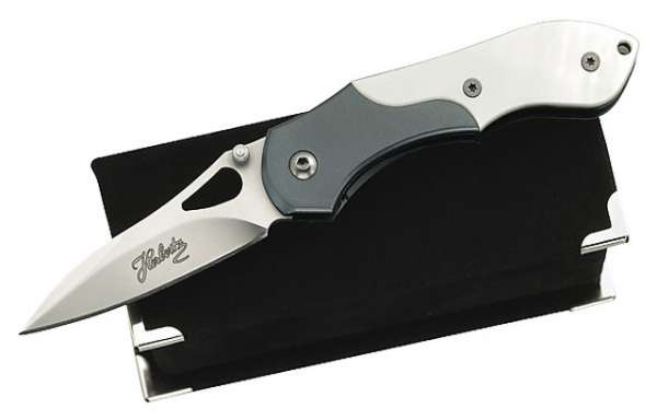 Herbertz Einhandmesser, Stahl 12C27, Titan-Heft, Perlmutt-Griffs