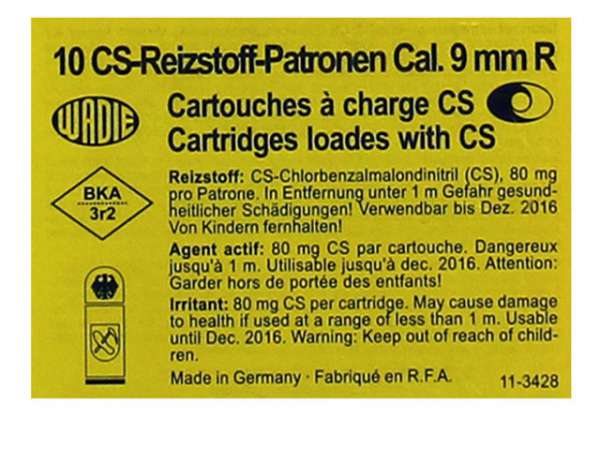 10 CS-Reizstoffpatronen Wadie 9mm R für REVOLVER