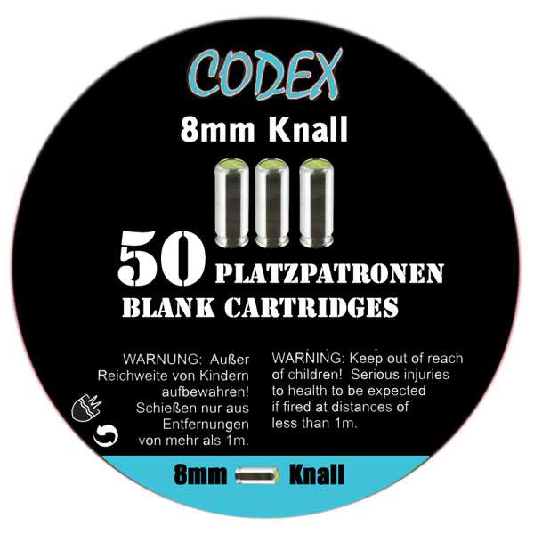 Platzpatronen Codex Kaliber 8 mm Knall, 50 Stk.