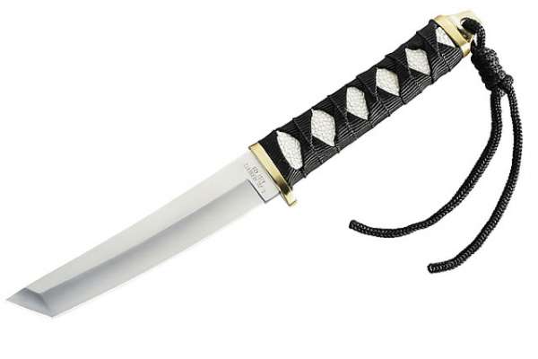 Herbertz Tanto-Messer, AISI 420, Rochenhaut-Imitat, Kordelwicklu