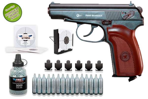 Co² Pistole Komplettset:Borner PM49 Blowback CO2 Luftpistole – Authentische Replika CO2 Luftpistole