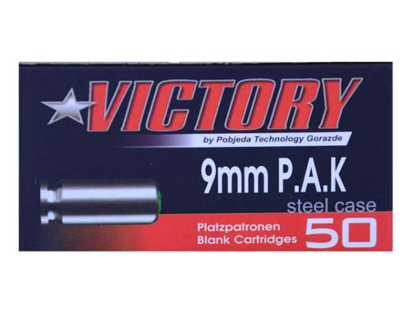 50 Stück 9 mm P.A. Platzpatronen Victory