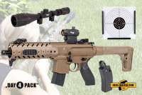 Komplettset: Luftdruckgewehr Sig Sauer MPX dark earth 4,5mm + Magazin + Red Dot + Zielkasten Trichte Komplettset: Luftdruckgewehr Sig Sauer MPX dark earth 4,5mm + Magazin + Red Dot + Zielkasten Trichte