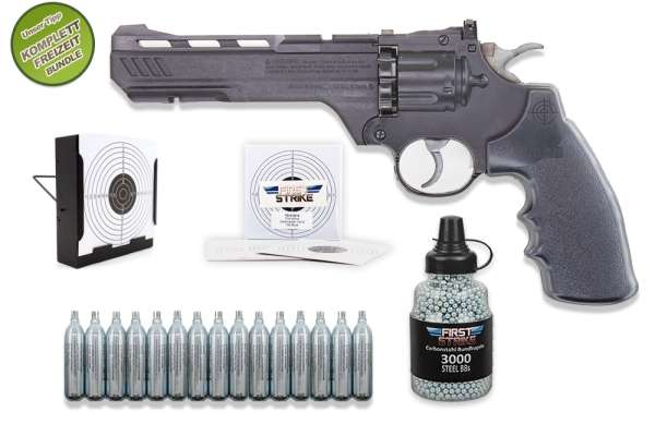 Co² Pistole Komplettset: Crosman Vigilante Schwarz, Kugelfangkasten & Zubehör