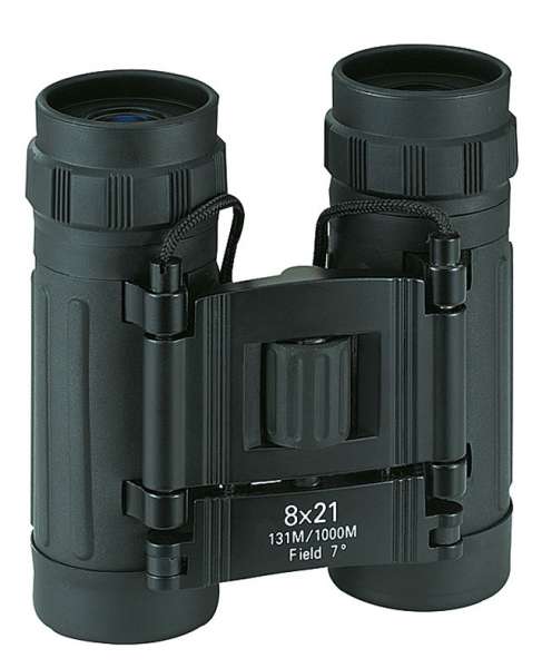 Faltfernglas 8x21, schwarze Gummiarmierung, Tragekordel, Nylon-G