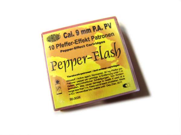 10 Pfefferpatronen Pepper-Flash 9mm P.A. PV für PISTOLEN