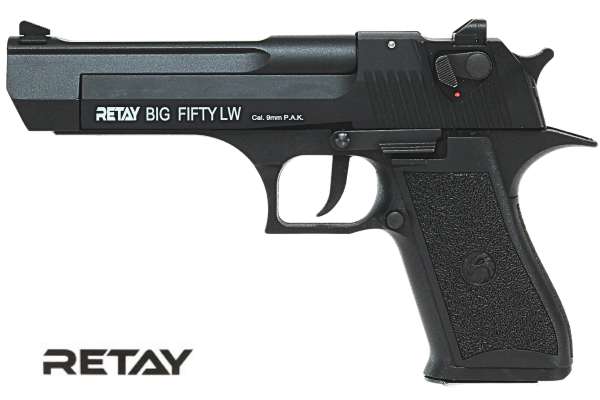RETAY Big Fifty Schreckschuss Pistole 9 mm P.A.K Vollmetallausführung brüniert