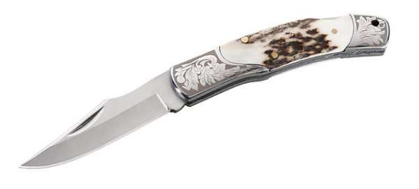 Herbertz Taschenmesser, AISI 420, Hirschhorn, Edelstahlbeschläge