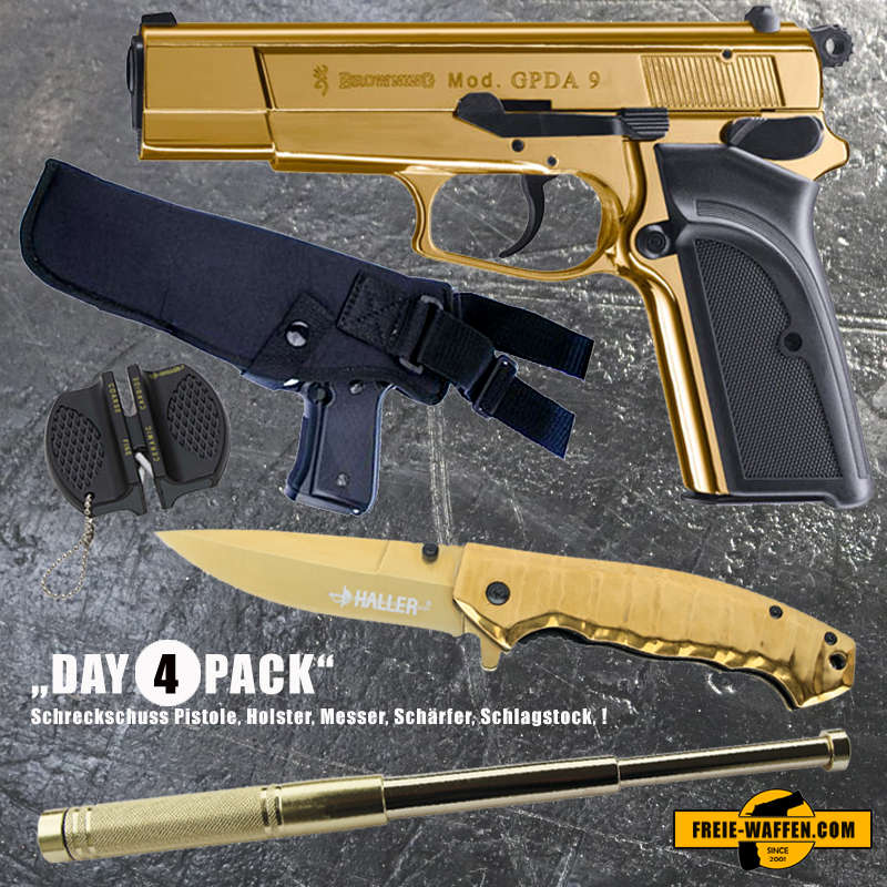 Everydaycarry: BROWNING GPDA 9 Schreckschuss Pistole 9mm P.A.K. + Holster +  Messer + Schlagstock Kaufen.