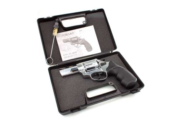 Schreckschuss Set: Zoraki Revolver R1 2,5 Zoll Chrom + 50 Platz- / + 10 Pfefferpatron