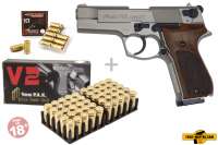 Walther P88 Nickel/ HG Schreckschuss Set + 50 Platzpatronen + 10 CS-Gas Patronen 9mm Walther P88 Nickel/ HG Schreckschuss Set + 50 Platzpatronen + 10 CS-Gas Patronen 9mm