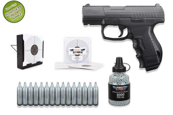 Co² Pistole Komplettset: Walther CP99 Compact Blow Back, Kugelfangkasten & Zubehör