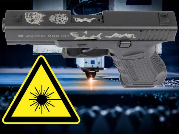 Gravuren für Pistolen und Gewehre. Technik: Lasergravur