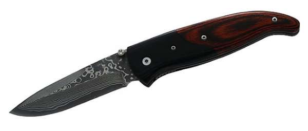Herbertz Damast-Einhandmesser, 35 Lagen, Pakkaholzschalen, Micar