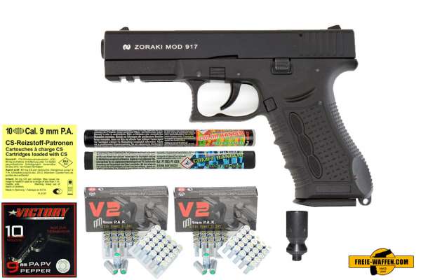 Zoraki 917 - Komplett Set -Schreckschuss Pistole 9mm P.A.K. schwarz, black