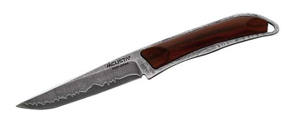 MCUSTA Gürtelmesser, 65-lagiger Damaststahl, Cocobolo-Holz, Lede