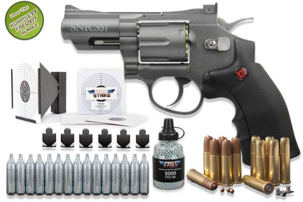 Co² Revolver Komplettset: Crosman Revolver SNR357, Kugelfangkasten & Zubehör