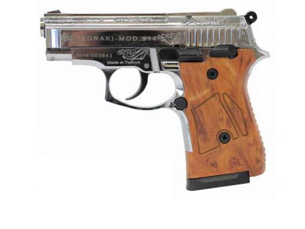 Zoraki 914 Schreckschusspistole / Gaspistole chrom graviert