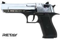 Vorschau: RETAY Big Fifty Schreckschuss Pistole 9 mm P.A.K Vollmetallausführung Chrome-Finish Vorschau: RETAY Big Fifty Schreckschuss Pistole 9 mm P.A.K Vollmetallausführung Chrome-Finish