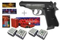 Schreckschuss Silvester Set Walther PP Schwarz brüniert inkl. 100 Stk. Effekt + 100 Stk. 9mm P.A.K. Schreckschuss Silvester Set Walther PP Schwarz brüniert inkl. 100 Stk. Effekt + 100 Stk. 9mm P.A.K.