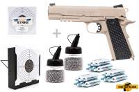 Co² Pistole Komplettset: Swiss Arms P1911 BB Military Rail, Kugelfangkasten & Zubehör Co² Pistole Komplettset: Swiss Arms P1911 BB Military Rail, Kugelfangkasten & Zubehör