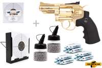 Co² Pistole Komplettset: Dan Wesson 2,5" Gold, Kugelfangkasten & Zubehör Co² Pistole Komplettset: Dan Wesson 2,5" Gold, Kugelfangkasten & Zubehör