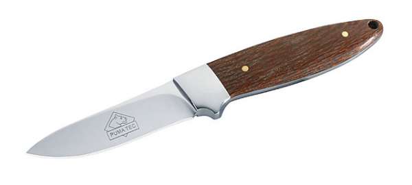 Puma TEC Gürtelmesser, Stahl 420, gemasertes Holz, Lederscheide
