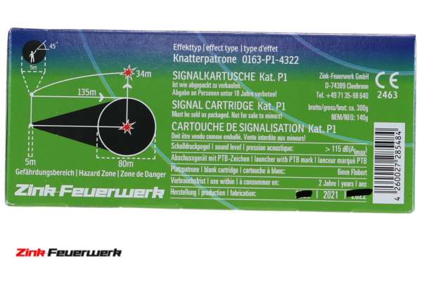Zink Feuerwerk: Knatterpatronen, Kaliber: 15 mm, 50 Teile