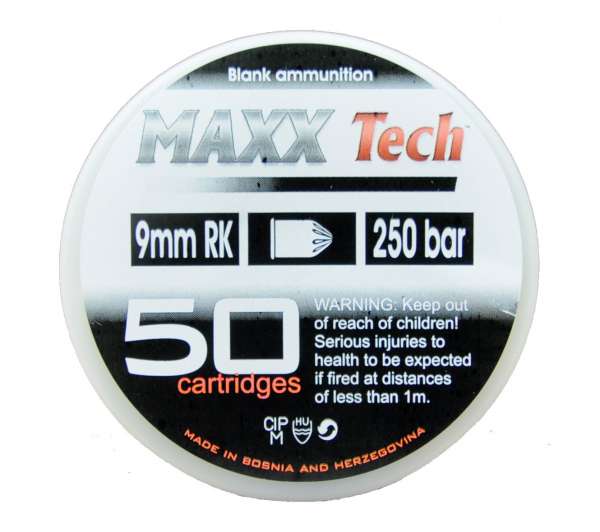 Maxxtech Platzpatronen / Knallpatronen 9 mm R.K. 50 Stk.