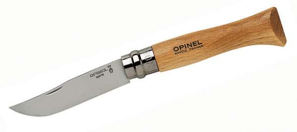 Opinel-Messer, Größe 8, Buchenholz, inklusive Kunstlederetui