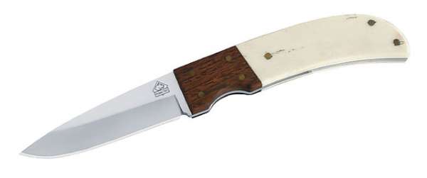 Puma TEC Gürtelmesser, AISI 420, Hornschalen, Holz, Lederscheide