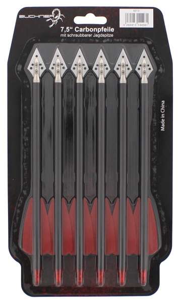 Carbonpfeile 7,5'' mit Jagdspitze im 6er Pack neu