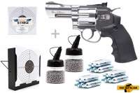 Co² Pistole Komplettset: Dan Wesson 2,5" NBB Silber, Kugelfangkasten & Zubehör Co² Pistole Komplettset: Dan Wesson 2,5" NBB Silber, Kugelfangkasten & Zubehör