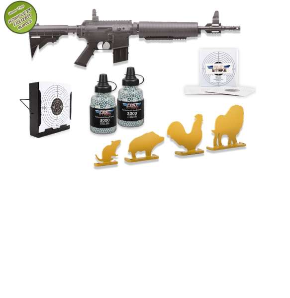 Luftgewehr Komplettset: Crosman Luftgewehr M4-177 Schwarz, Kugelfangkasten & Zubehör