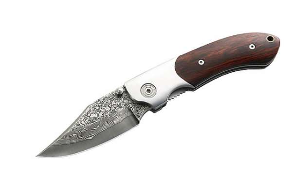 Herbertz Damast-Einhandmesser, Stahl 440C, 35 Lagen Damast, Coco