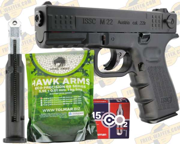 Aktion: ISSC M22 Luftpistole Set - 6mm Bio BB + Co² Kapseln + Magazin