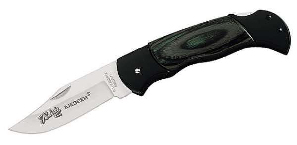 Herbertz Taschenmesser, rostfrei, brüniertes Heft, grün-graues P
