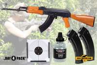 Komplettset: Kalashnikov AK-47 Co² Gewehr + Stahlrundkugeln + 2 Magazine + Zielkasten Trichter Komplettset: Kalashnikov AK-47 Co² Gewehr + Stahlrundkugeln + 2 Magazine + Zielkasten Trichter