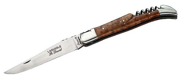 Laguiole-Messer, Sandvik-12C27-Stahl, Thuya-Holz, Edelstahlbacke
