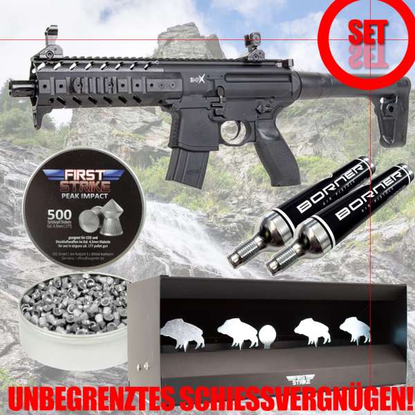 Sig Sauer MPX - Schwarz - Co2 Luftgewehr + Zielkasten + 2x 88g Co2-Kapsel + 1x 500er Diabolos